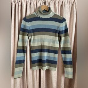 Rare 2002 Vintage Gap Striped Turtleneck Sweater - 100% Cotton - L